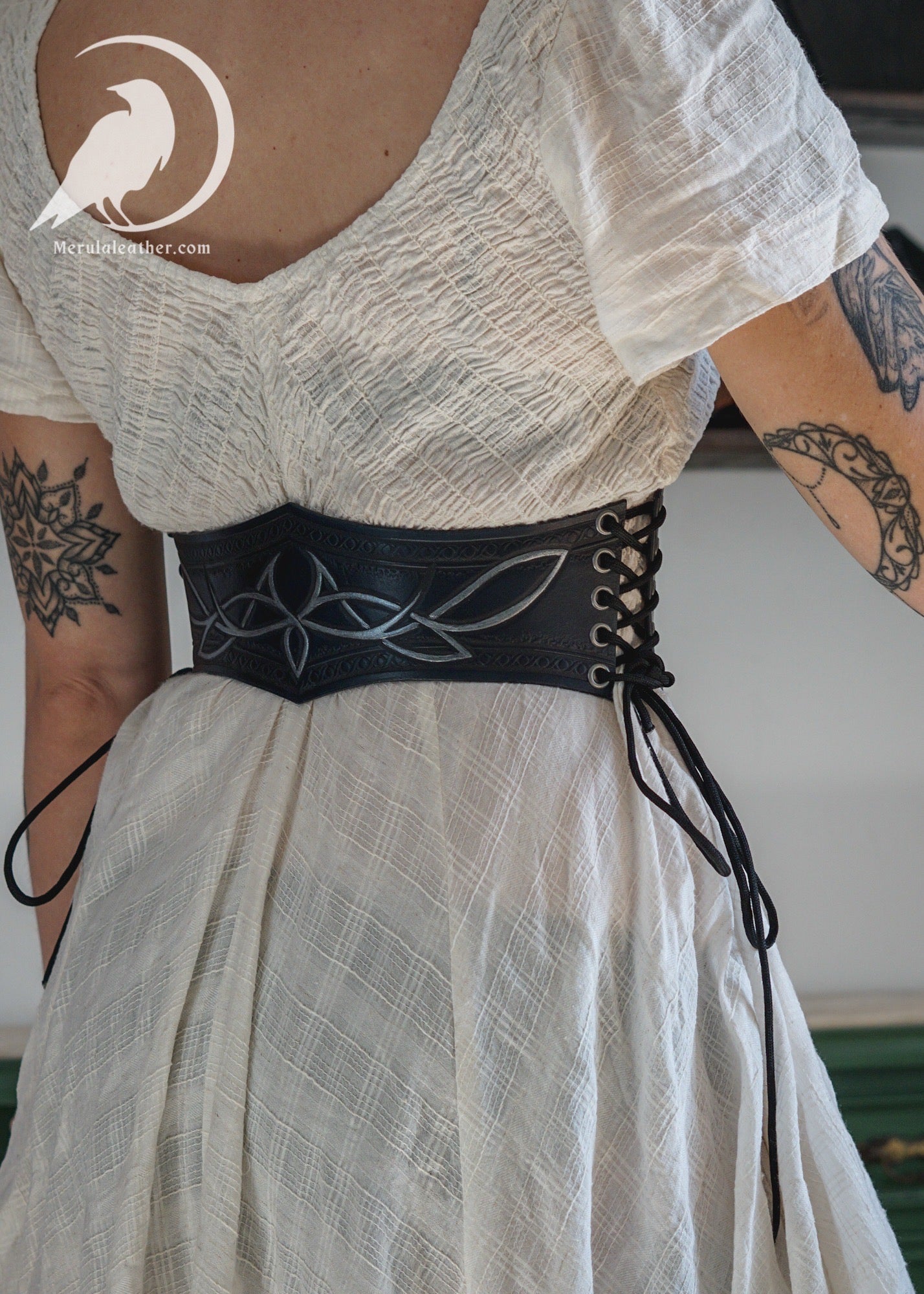 Midnight elvish leather corset belt