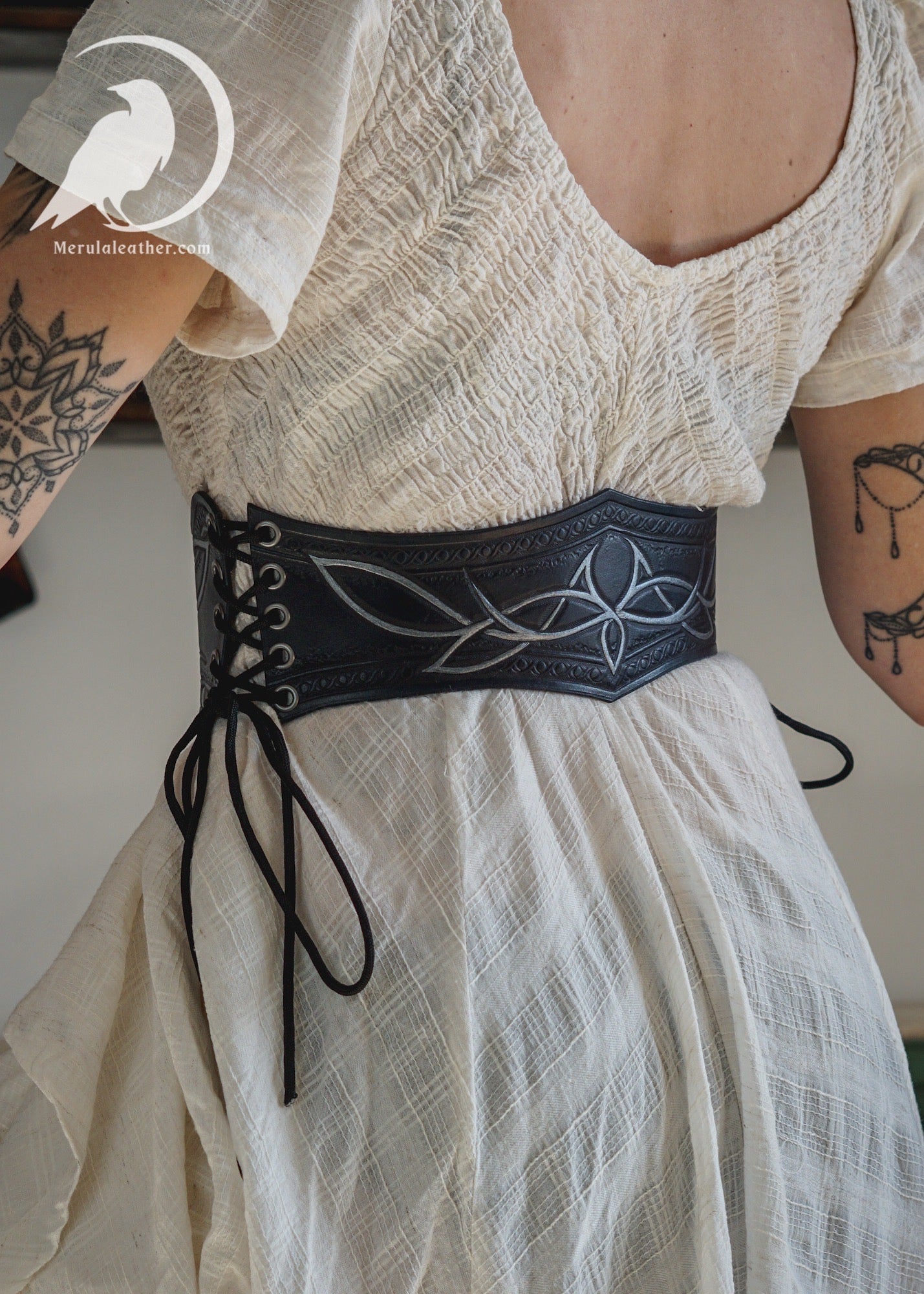 Midnight elvish leather corset belt