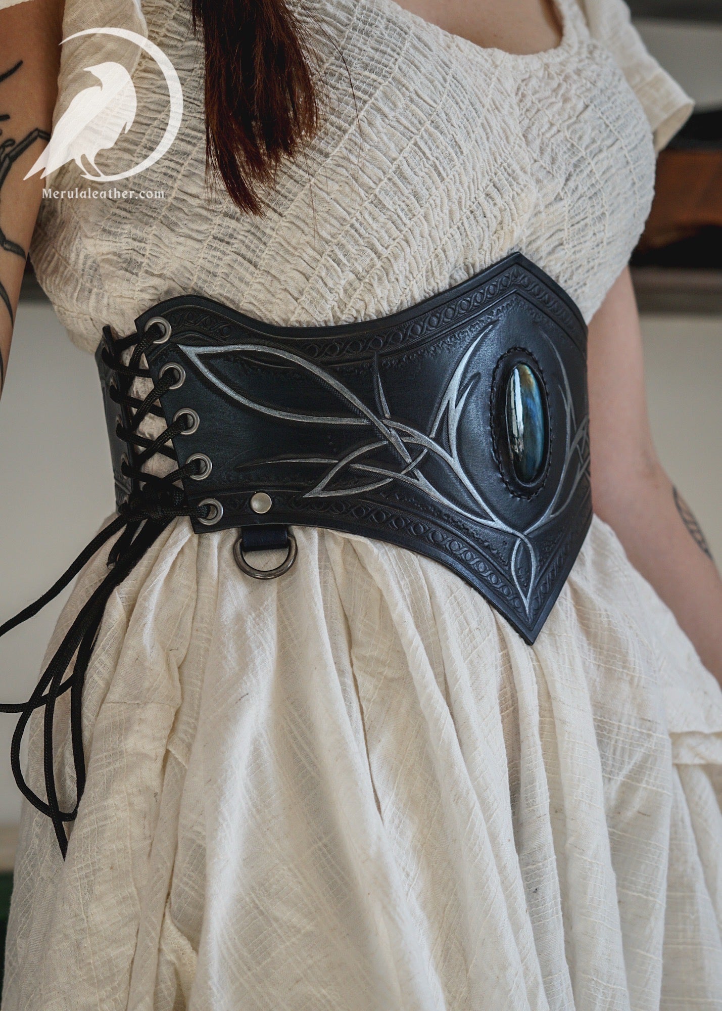 Midnight elvish leather corset belt